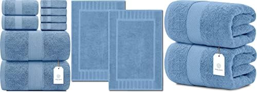מגבת רחצה יוקרתית קלאסית יוקרה כחולה תכלת סט אמבטיה יוקרה | 2 חבילות יריעת אמבטיה יוקרתית |
